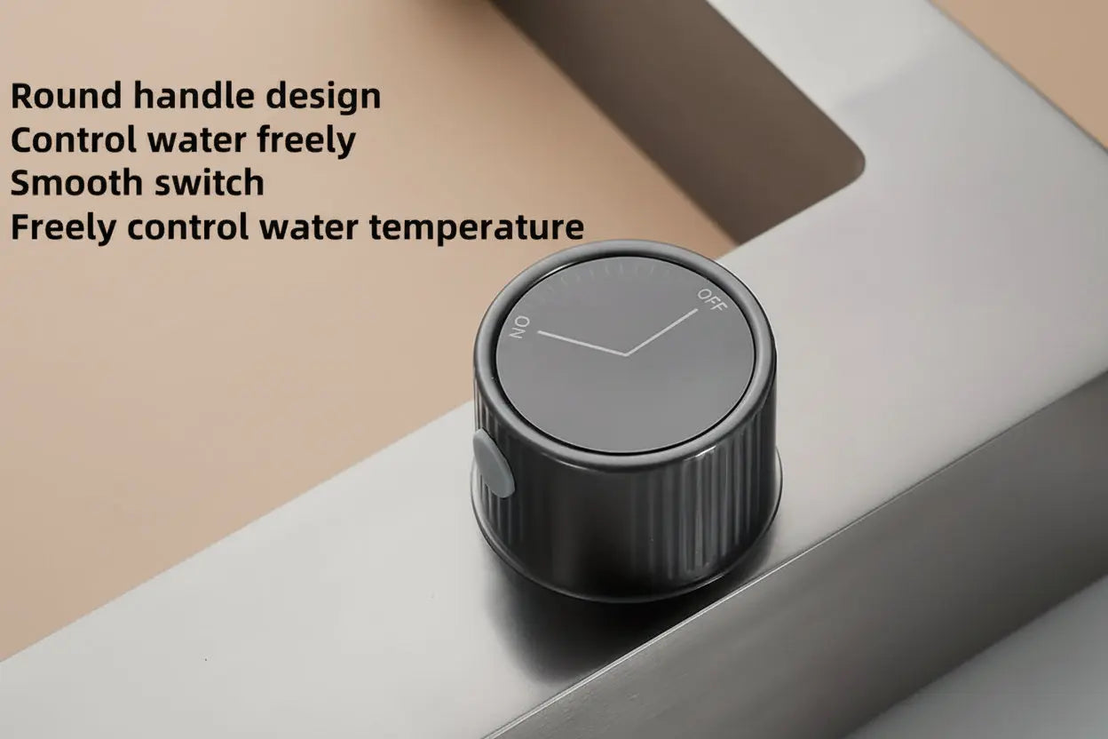 Single-handle control knob on digital temperature display sink mixer for hot and cold water