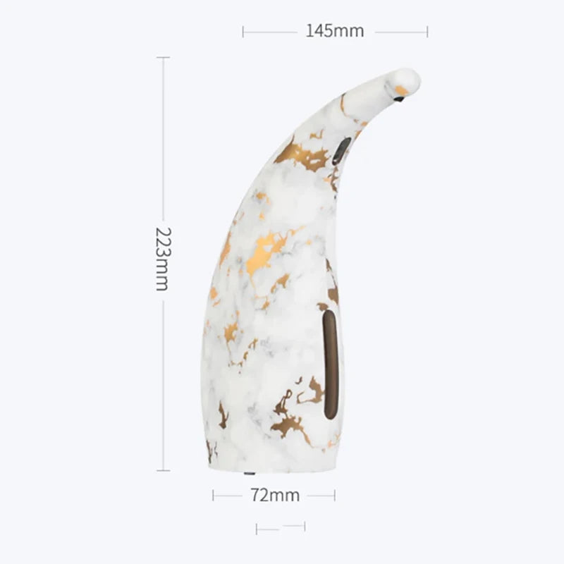 Liquid soap dispenser dimensions and size details, compact countertop design
