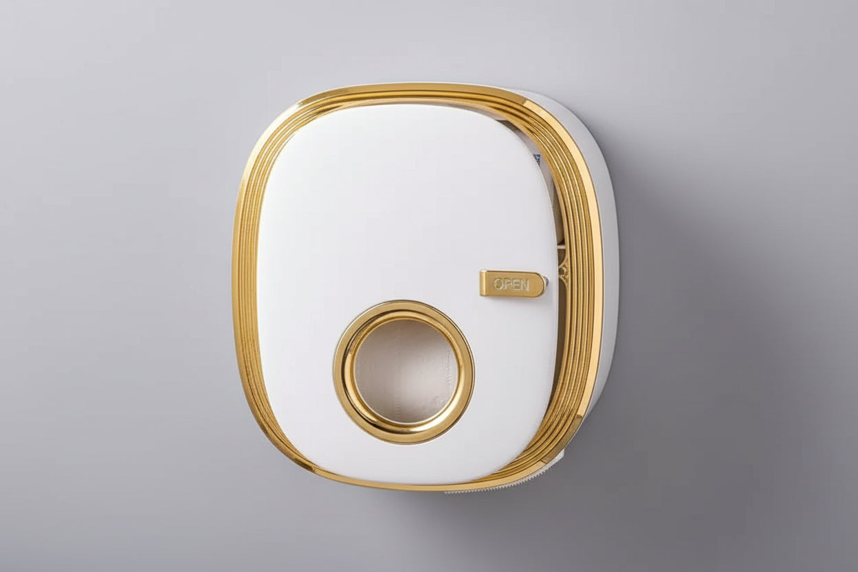 Wall-mounted toilet paper holder with protective storage box 