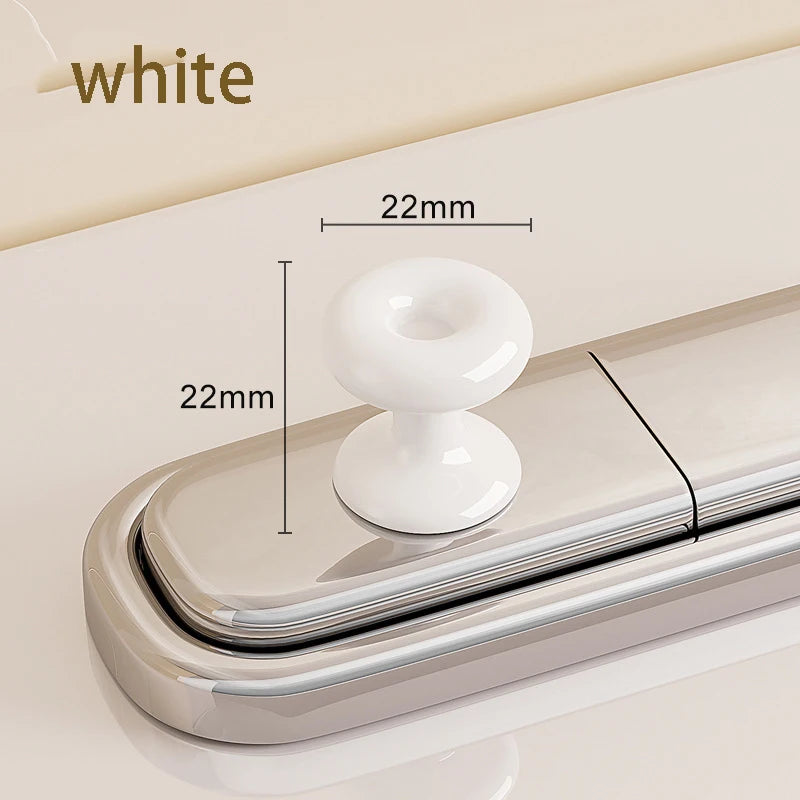 Decorative toilet flush button cover with press handle, white colour, 22mm size, bathroom accessory