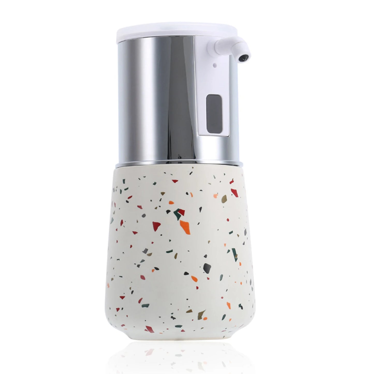 Touchless soap dispenser with infrared sensor, rechargeable silver finish