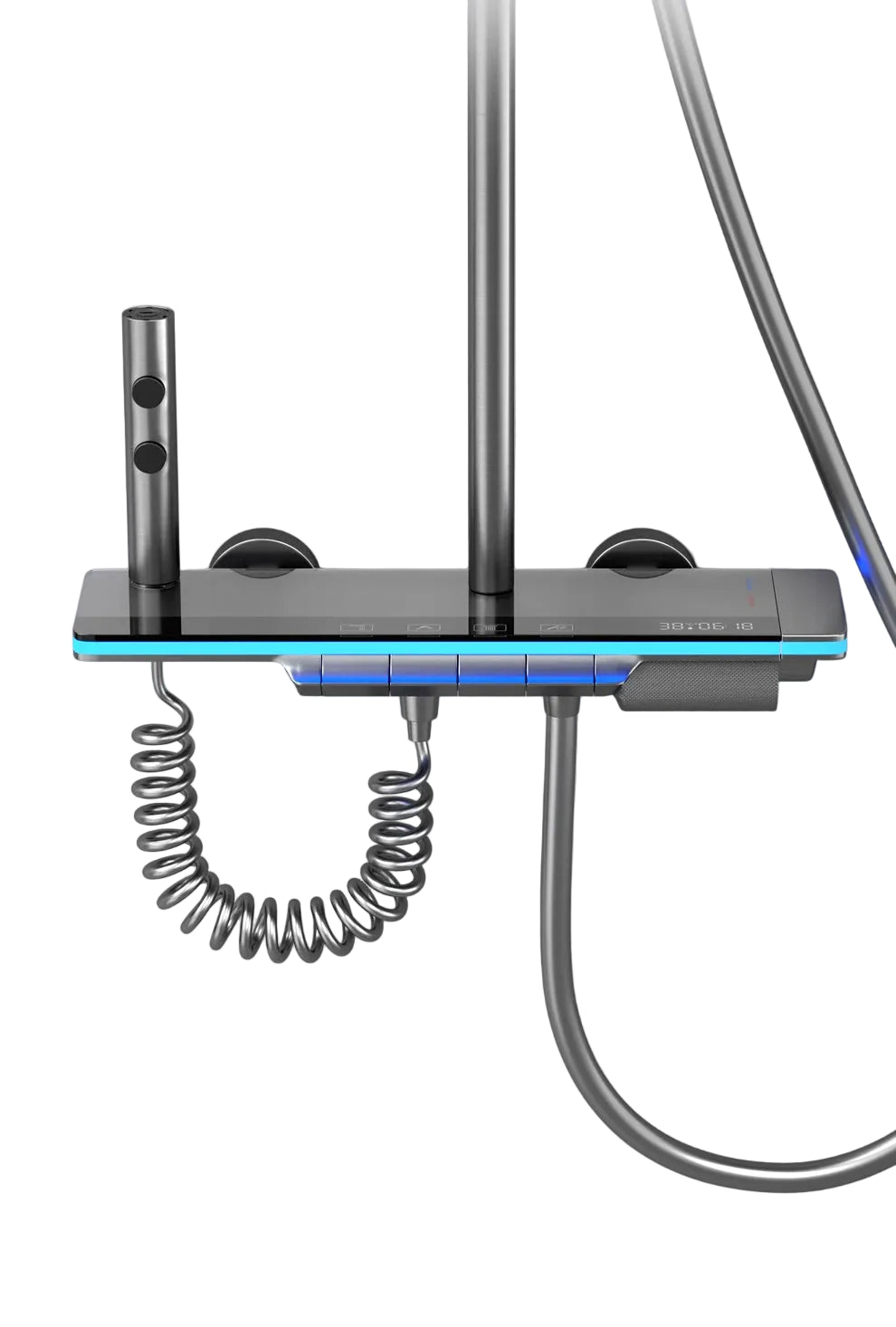 Digital temperature display shower mixer with handheld shower and flexible hose