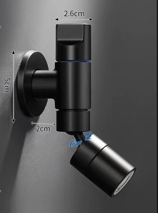 Black wall mounted utility basin tap with rotating spout