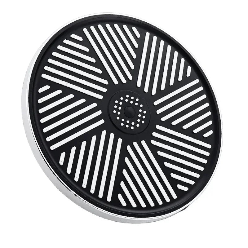 Round rainfall shower head spray plate with water-saving nozzle design