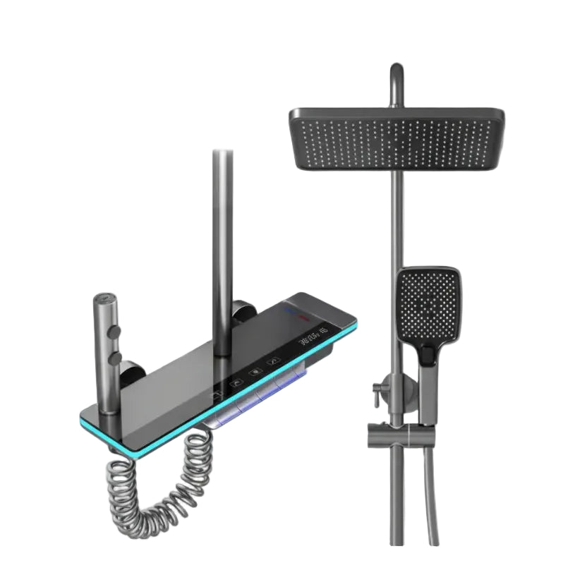 Rainfall Shower System with Digital Temperature Display – Wall Mounted