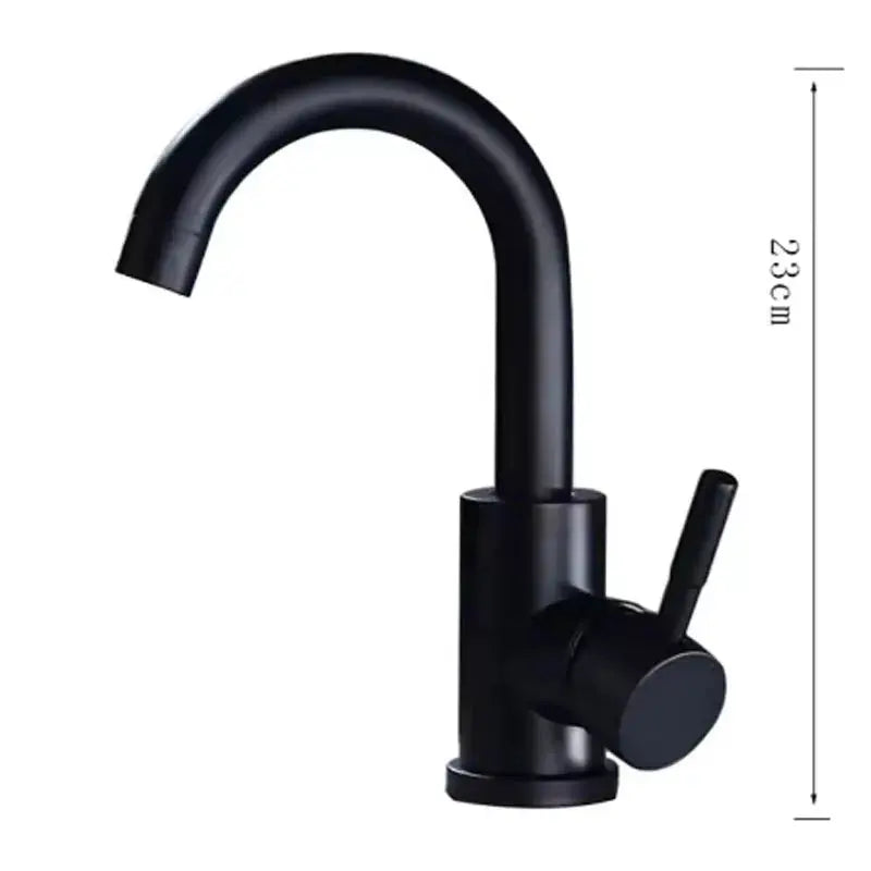 Single handle basin mixer tap showing product height and spout dimensions