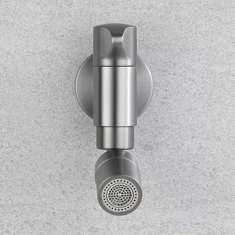 Chrome wall mounted utility tap with adjustable rotating spout