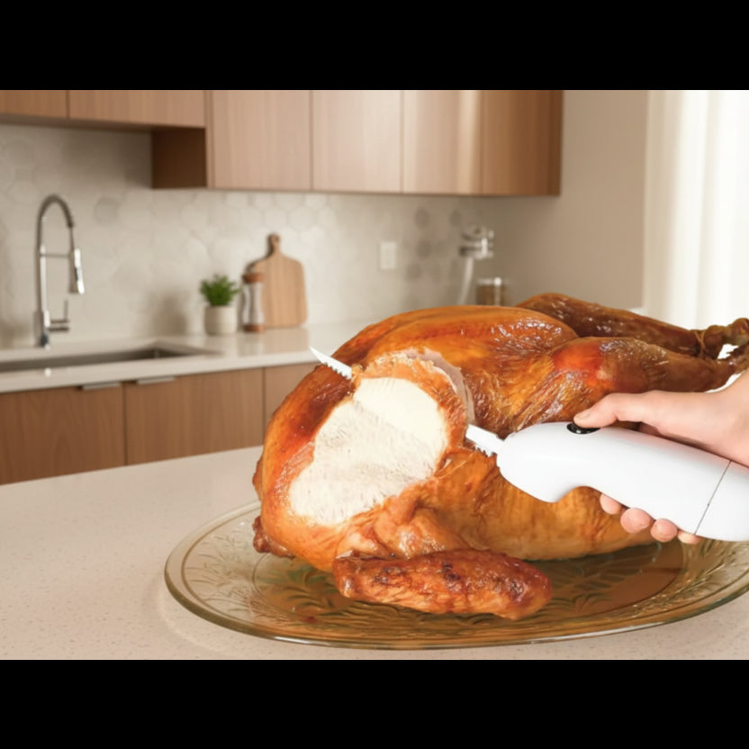 Cordless Electric Kitchen Knife with Stainless Steel Blades